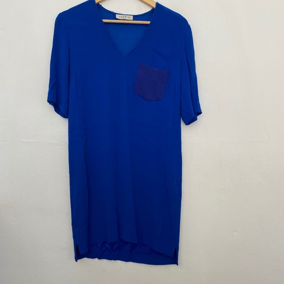 Sandro Blue Silk V-Neck Mini Cocktail Dress - Picture 1 of 4